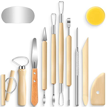 Jetmore 12 Pack Clay Tools Kit, Pottery Tools & Sculpting Tools, Polymer Modeling Clay Cutters Sculpture Set for Carving, Ceramics, Molding, DIY - color: 12 Pack