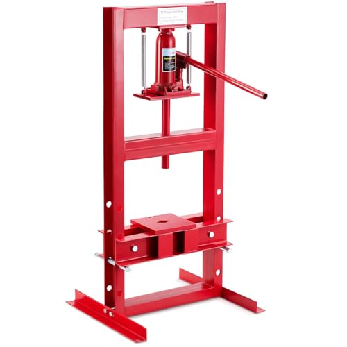 6 Ton h Frame Hydraulic Shop Press, Heavy Duty Garage Floor Press with Adjustable Height, Built in Relief Valve, Professional Grade Car Repair Tool for Bending Straightening Bearings u Joints, Red - size: 6 Ton
