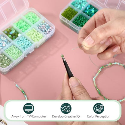 Norme 2 Sets Glass Seed Beads and Loose Sequins Kit Loose Beads for Jewelry Making DIY Crafts Felt Kits Embroidery Bracelets and Necklaces 20 Colors(Green) - color: Green