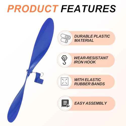 MECCANIXITY Plastic Propeller, Propeller Props Blade Helicopter Kit 7" Fold Resistant with Hooks for STEM Activities Powered Airplanes DIY Science(Blue, Pack of 6) - color: Blue, size: 7"