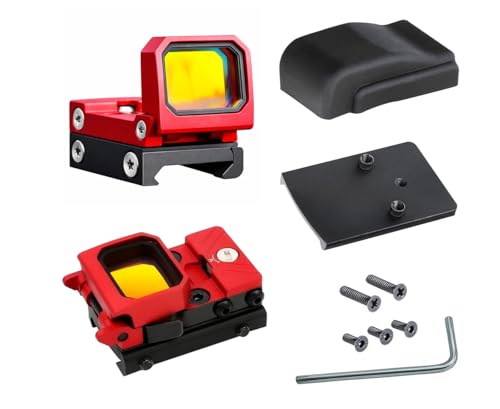 RMT S2 5 MOA Foldable Red Dot Reflex Sight Set for 20mm Picatinny Rail/Glock Mount Base, Power Saving Function Included, Included Exercise Calling Function - color: Red