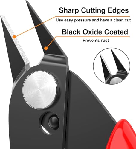 BOENFU Precision Wire Cutter Zip Tie Cutters Flush Cutters Nippers Small Side Cutting Pliers for 3d Print, Plastic Models, Jewelry, Electronics, Red, 1-Pack - color: Red ( 1 Pack )