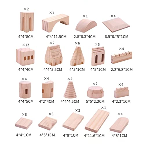 75 Pieces Wooden Castle Blocks Medieval Knights Princesses Wooden Castle Building Blocks Kit for Kids Boys and Girls