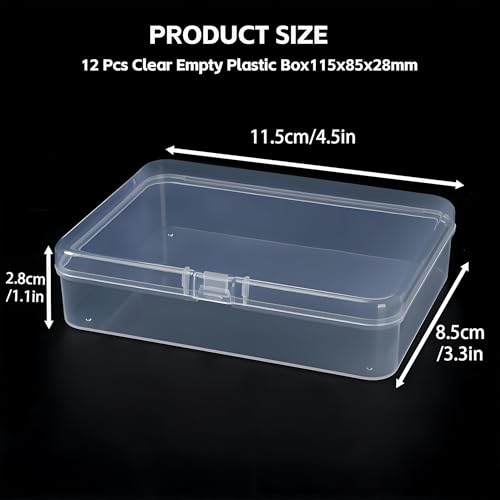 LJY 12 Clear Rectangular Plastic Boxes, 4.5 x 3.3 x 1.1 in for Watch Parts - color: Transparent, size: 4.5 x 3.3 x 1.1 inch