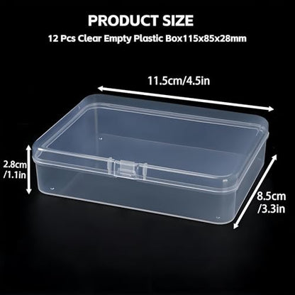 LJY 12 Clear Rectangular Plastic Boxes, 4.5 x 3.3 x 1.1 in for Watch Parts - color: Transparent, size: 4.5 x 3.3 x 1.1 inch