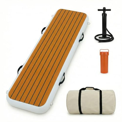 6.6 ft Inflatable Gangway for Boats & Yachts, 500 lb Non-Slip EVA Dock-to-Boat Boarding Ramp, Reinforced PVC Floating Walkway with 4 D-Rings, 4 Handles, Pump & Carry Bag - size: 6.6 ft (78.7 in)