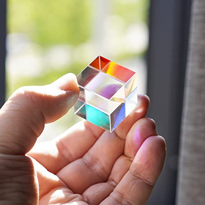 25mm Optical Glass X-Cube Prism RGB Dispersion Prism Physics Teaching Gift - size: 25mm X-Cube