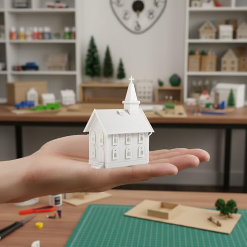 N Scale Model Blank Church Kit Unassembled House for Model Train Layout Diorama JZN5875JJ (Church-1PC) - style: Church-1PC
