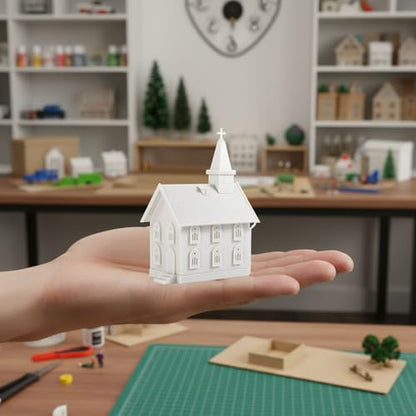 N Scale Model Blank Church Kit Unassembled House for Model Train Layout Diorama JZN5875JJ (Church-1PC) - style: Church-1PC