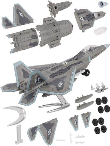 F22 Raptor Model Fighter Jet Plane Toy, 1/100 Plastic Military Airplane Building Kit 22 Pieces Snap-fit Assembly Aircraft Model with Stand Birthday Gift for Adults and Boys - color: F22-1/100