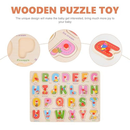 Alphabet Puzzle Wooden Puzzles for Toddlers 3+ Year Old, ABC Puzzle Shape Alphabet Learning Puzzles Toys with Puzzle Board & Letter Blocks, Preschool Education Puzzle for Girls and Boys, Large - style: Alphabet Puzzle