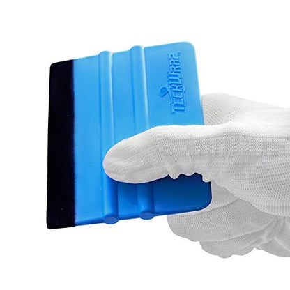 TECKWRAP Plastic Felt Edge Squeegee 4 Inch for Car Vinyl Scraper Decal Applicator Tool 1 pcs (with Black Felt Edge) - color: 1pcs Blue