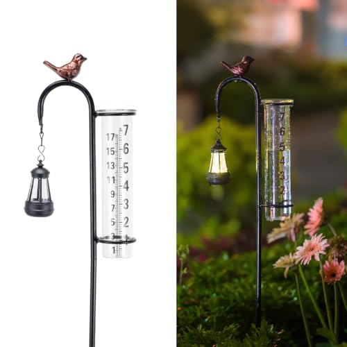 Hummingbird Rain Gauge Outdoor, Solar Rain Gauge - color: Street-Lamp