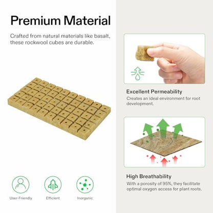 VIVOSUN 1" Rockwool Cubes, 200 Plugs Stonewool Starter Grow Cubes - size: 1"-200 Plugs