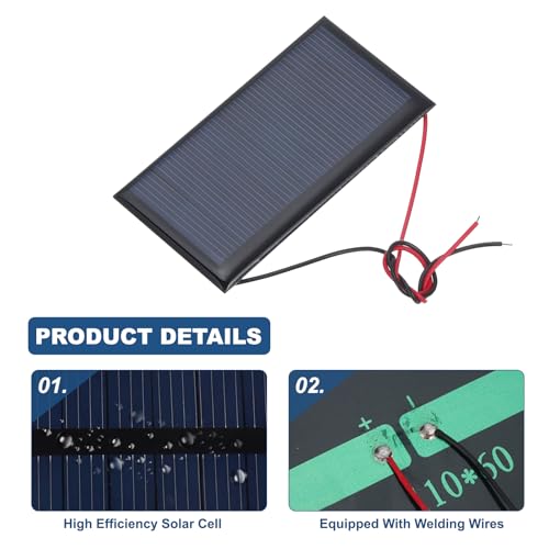 MECCANIXITY 2 Pcs 4.5V 0.36W 80mA Mini Solar Panels, Small Polycrystalline Solar Cell Panel with 2 Cable for DIY Electric Toy Materials Kits Charger, 77.5mm x 40.5mm - style: 4.5V 0.36W 80mA