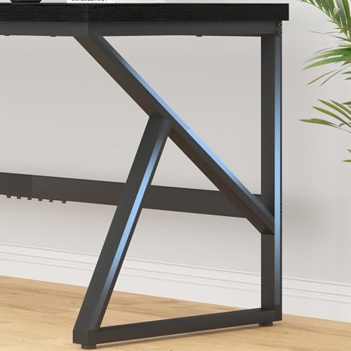 HSH Extra Long Black Computer Desk, 78 inch Large Home Office 2 Person Desk - color: Black Oak, size: 78 Inch