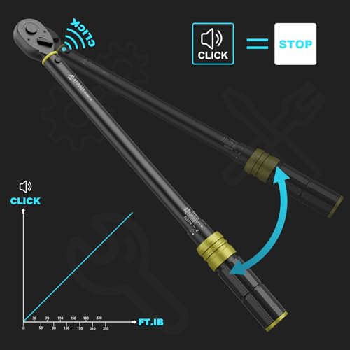 ANPUDS 1/2-Inch Drive Click Torque Wrench, 30-250 Ft-Lb / 40.7-339 Nm - size: 30-250 ft-lb / 40.7-339 Nm
