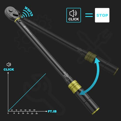 ANPUDS 1/2-Inch Drive Click Torque Wrench, 30-250 Ft-Lb / 40.7-339 Nm - size: 30-250 ft-lb / 40.7-339 Nm
