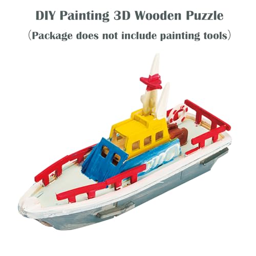 Georgie Porgy 3D Wooden Puzzles for Kids Toys Construction Woodcraft Kits DIY Model Puzzle Kits Birthday Gifts Pack of 2 (Civil Airplane Yacht) - color: Civil Airplane Yacht