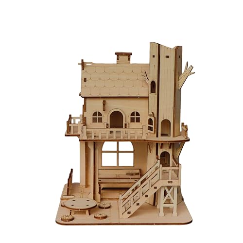 DIY 3D Wooden Puzzle House Kit, Wood Architectural Puzzle, Realistic House Building Model, Creative Home Decor, Ideal Gifts for Adults, Birthdays, Christmas & Special Occasions