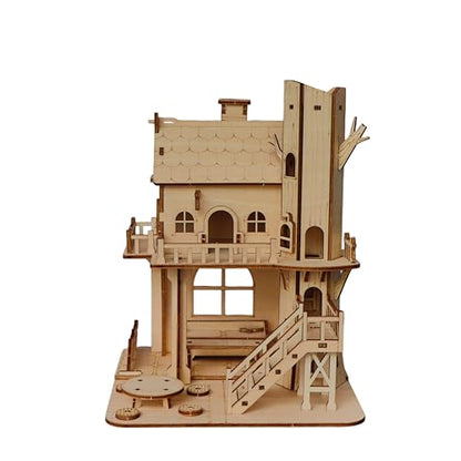 DIY 3D Wooden Puzzle House Kit, Wood Architectural Puzzle, Realistic House Building Model, Creative Home Decor, Ideal Gifts for Adults, Birthdays, Christmas & Special Occasions