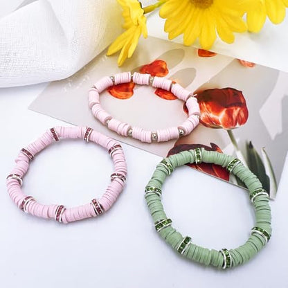 3600 PCS 10 Strands Polymer Clay Beads for Jewelry Making, Vinyl Heishi Beads 6mm for Surfer Bracelets Necklace Making (Pale Pink) - color: Pale Pink
