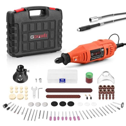 GOXAWEE Mini Rotary Tool Kit with Flex Shaft & Keyless Chuck -140Pcs, Red - color: Red Rotary Tool Kit