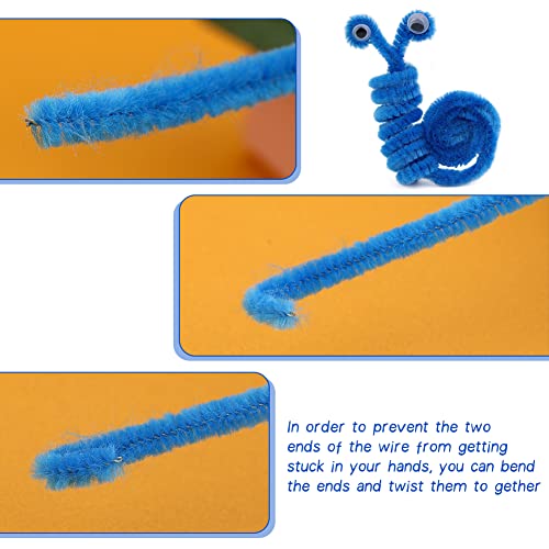 100 Pcs Pipe Cleaners Craft, Lake Blue Pipe Cleaners Bulk, Chenille Stem - color: Lake Blue