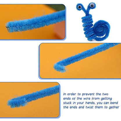 100 Pcs Pipe Cleaners Craft, Lake Blue Pipe Cleaners Bulk, Chenille Stem - color: Lake Blue