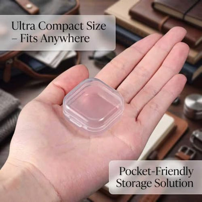 SATINIOR 48 Packs Clear Small Plastic Containers Transparent Storage Box with Hinged Lid for Small Items Crafts Jewelry (1.37 x 1.37 x 0.7 Inches) - size: 1.37 x 1.37 x 0.7 in