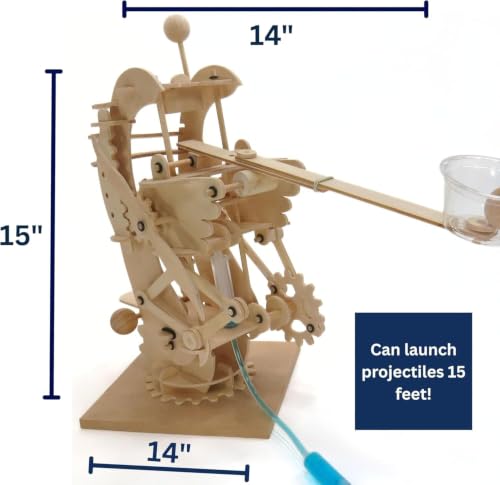 PATHFINDERS STEM Kits- Hydraulic Gearbot – Wooden STEM Building Catapult | Build-It-Yourself Hydraulic Robot with Gears & Launcher | Educational Engineering Toy & Gift Teens and Adults