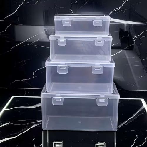 Nail art toolbox Bead Organizers-8 Pcs Jewelry Organizers and Storage Plastic Storage Cases Mini Clear Bead Containers Transparent Boxes with Hinged Lid and Rectangle Clear Craft Supply Case - size: 8 Pieces Big Sizes Mixed
