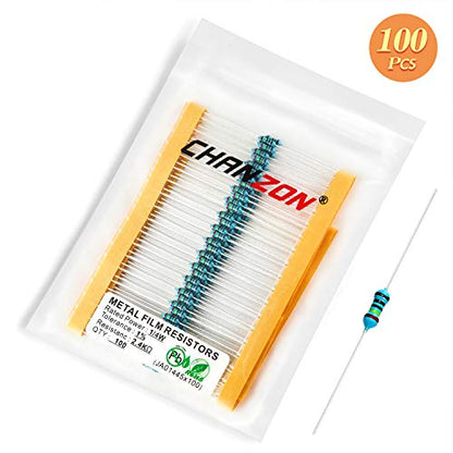 Chanzon 100pcs 1/4W (0.25W) 2.4K Ω ohm Metal Film Fixed Resistor - size: [1-4ZC07] 2.4K ohm