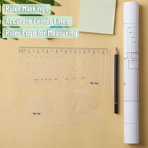 Mr. Pen- Geometric Drawing Template, 2 pcs, French Curve, Plastic Template - style: 2 pcs