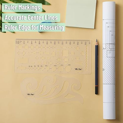 Mr. Pen- Geometric Drawing Template, 2 pcs, French Curve, Plastic Template - style: 2 pcs