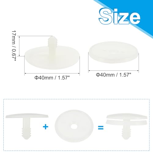 PATIKIL 40mm Doll Joints, 30 Set Plastic Removable Animal Joints Connector Engage Bolt for Bear Limbs Making Head Joints DIY Crafts Accessories, White - size: 40mm