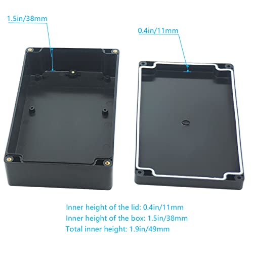 Junction Box, Zulkit Project Box IP65 Waterproof Outdoor Box ABS Plastic Electrical Boxes Electronic Enclosure Black 7.9 x 4.7 x 2.2 inch(200 x 120 x 56 mm)(Pack of 2) - size: 7.9" x 4.7" x 2.2"(Pack of 2)