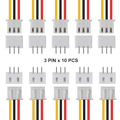 ACEIRMC 10Pairs JST-XH Connector Kit, XH 2.54mm 3 Pin Header Male and Female Connectors Plug Adapter with Flat Wire Cable 200mm 26AWG Compatible with JST XH (3P) - color: 3P