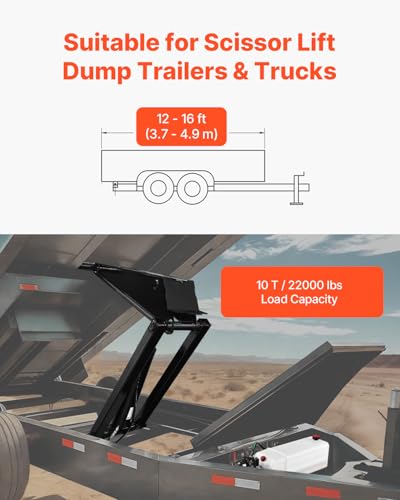 VEVOR Hydraulic Dump Lift Kit, 22,000 lb/10 T Load Capacity, Dump Trailer Hydraulic Scissor Hoist Kit Standard Kit with 12V Hydraulic Pump Unit, Suitable for Scissor Lift Dump Trailers Trucks - size: 22,000 lb