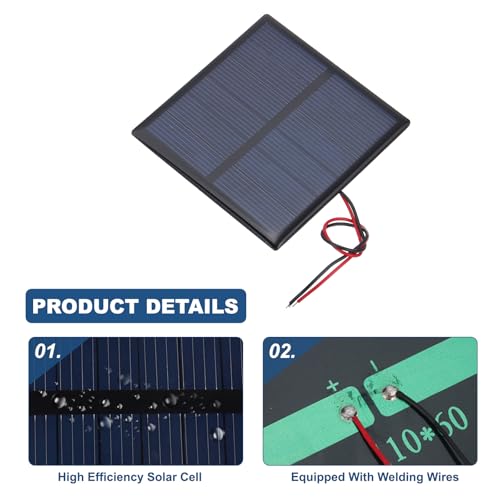 MECCANIXITY 5 Pcs 3V 0.63W 210mA Mini Solar Panels with 2 Cable - style: 3V 0.63W 210mA