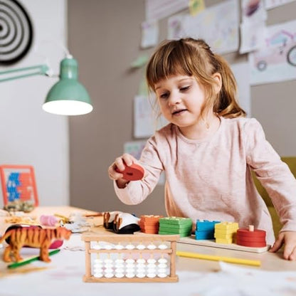 Toddmomy Wooden DIY Abacus 7-Column Learning Abacus for Kids Math Chinese Bead Counting Tool Portable Arithmetic Practice for Early Education Students Home or Classroom Use