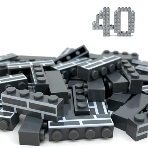 40PCS Classic Wall Building Bricks 1x4 Gray Color, Compatible with Lego Part, ABS Material, Creative Building Sets for Home, School & DIY STEM Projects, Construction Toy for Kid Age 6 7 8 9 10 11 12 - color: Gray 40pcs