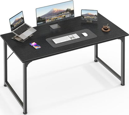 Huuger Modern Simple Office Desk, 40 Inch Gaming Desk with Storage, Black Metal Frame, Large Legroom - color: Black, size: 40inch