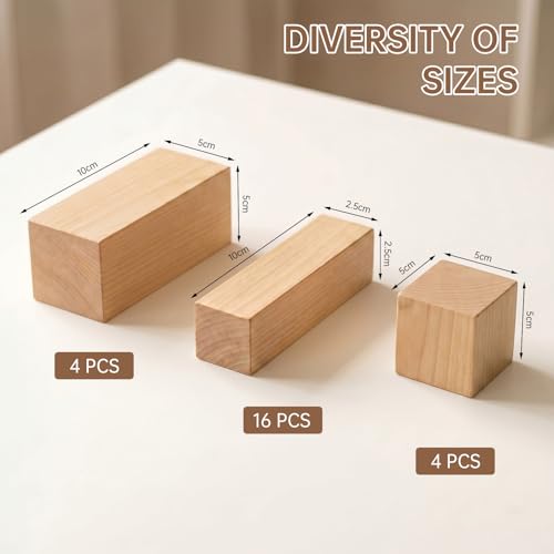 24Pack Basswood Carving Blocks - Whittling Bass Wood Blocks for Crafts, Soft Carving Wood Carving Kit for DIY Crafts Carvers Beginners Adults - 3 Different Sizes - size: 24 Pack 3 Sizes