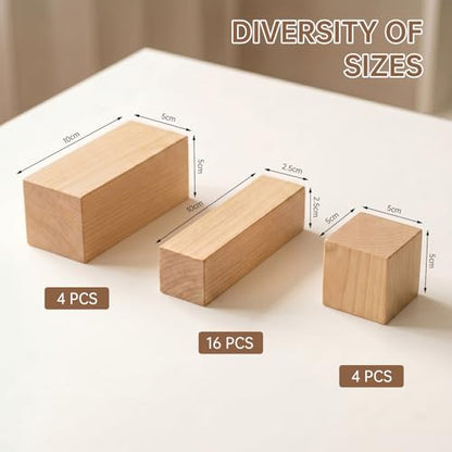 24Pack Basswood Carving Blocks - Whittling Bass Wood Blocks for Crafts, Soft Carving Wood Carving Kit for DIY Crafts Carvers Beginners Adults - 3 Different Sizes - size: 24 Pack 3 Sizes