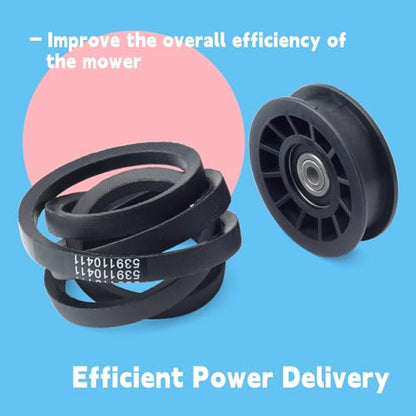 539110311 & 539110411 Drive Idler Pulley and Belt Kit Replacement for Husqvarna Z254F Lawn Mower, Replace 607163 14259 12400