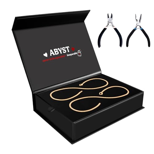 ABYST Permanent Bracelet Kit for Couples - DIY Sterling Forever Bracelets Making Set with Gold Plated Chains - Romantic Infinity Jewelry for Anniversary (Gold) - color: Gold