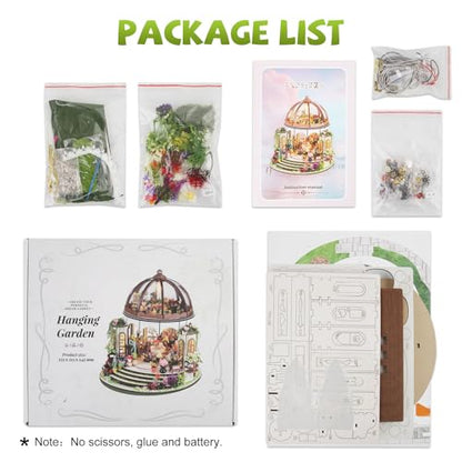 Hanging Garden DIY Miniature House Kit,Wooden Dollhouse with LED for Adults - style: Hanging Garden