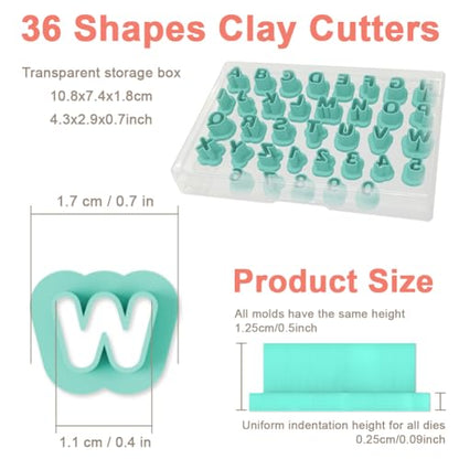 ACRNIGHEET 26pcs Alphabet Shape and 10pcs 0-9 Number Clay Cutters, Polymer Clay Cutting Tools for Earrings Jewelry Making, Clay Jewelry Making Kit, Letter Cutters - style: Letters and numbers theme (36 pcs)
