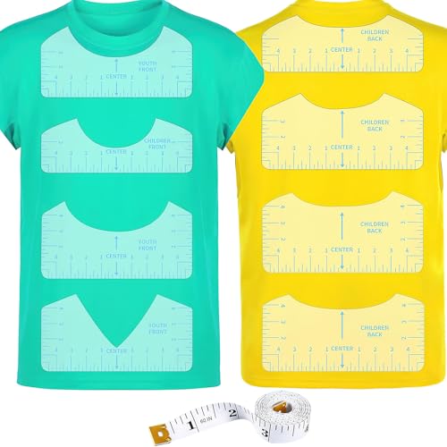 9pcs Tshirt Ruler Guide for Vinyl Alignment, T Shirt Rulers to Center Designs, PVC Measurement Template, Sewing Supplies Accessories Tools for Cricut Heat Press & HTVRONT HTV Transfer Vinyl (Blue) - style: Tshirt Ruler-9-Blue
